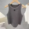 Ice Silk Striped Suspender Vest Women's Summer Sweater Kort kort hög midja med oregelbunden hemtopp.