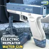 Pistola giocattoli Pistola ad acqua pistola elettrica tiro giocattolo per bambini grande capacità completamente automatica ad alta pressione Ootdoor estate spiaggia splash giocattolo regalo240327