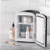 Холодильники Морозильные камеры Мини-портативный черный персональный холодильник-холодильник или обогреватель обеспечивает компактное хранение закусок из средств по уходу за кожей или 6 банок по 12 унций Q240326