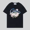 ポロカサブランカメンズTシャツ夏の新しいフラワーTシャツブランドアートテキストデジタルプリントメンズレディースルーズトレンディ