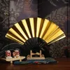 Decorative Figurines Retro Luxury Fans Portable Mini Handdeld Folding Small Wedding Desk Black Gold Ventilador Decoration