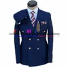 latest Navy Blue Mens Suit Slim Fit Men Wedding Suits Tuxedo Double Breasted Busin Suits 2 Piece Blazers Set Terno Masculino l2sM#