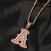 Iced Out Pendant Necklace For Men Women Prong Sätt cz zirkonbokstäver Halsband Hip Hop Jewelry Rostfritt stål kedja 24 tum Anpassade smycken