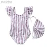 Jednoczęściowe kostiumy kąpielowe latającego rękawa urocze dziewczyny stroje kąpielowe kropki Baby Bikini Bathing Suit One Piece Beach Children Suit 24327