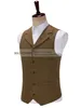 Busin Herren Anzug Weste Revers V-Ausschnitt Wolle Herringbe Lässige braune Weste Casual Formal Groomsman Jacke für Hochzeit y7T9 #