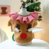 1 peça suéter estampado de alce natal cordeiro lã com capuz fantasia de cachorro férias roupas de inverno para cachorro