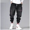 Streetwear Hip Hop Cargo Pants Men's Jeans Cargo Pants Elastic Harun Pants Joggers på hösten och vintern 550U#