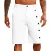 Pantalons pour hommes Hommes Casual Shorts Bouton Zipper Ceinture élastique Plage Jambe droite Fit Summer Streetwear