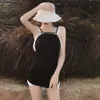 Swimming Suit Womens Conservative One-piece Belly Covering Thin Style Sexy Backless Hot Spring Swimsuit Style South Korea