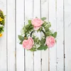 Decorative Flowers Wreath Rings For Pillars Sprung Artificial Leaf Flower Wreaths Silk Tabletop Centerpieces Tables Decor