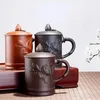 Tasses soucoupes Yixing tasse à thé sable violet avec couvercle ensemble bureau en céramique grande eau
