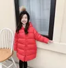 Winter Kids Jacket Baby Girls Zipper Hooded MidLength Coat Clothes Fashion Outerwear Children039s down cotton clothing25654905124249