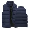 Mens Vest 재킷 따뜻한 소매 재킷 겨울 방수 지퍼 코트 가을 스탠드 업 칼라 캐주얼 웨이스트 코트 브랜드 의류 g9tt#