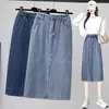 Skirts Denim Skirt Women High Waist Long A-line Office Lady Retro Plus Size Streetwear Blue Pencil For Womens