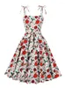 Casual Dresses Tonval Multicolor Print Weihnachtskleid Frauen Spaghetti Strap Sexy Weibliche Party Cocktail Kleidung Vintage Plissee