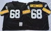 1975 1982 레트로 풋볼 68 L C Greenwood Jersey 12 Terry Bradshaw 59 Jack Ham 88 Lynn Swann 95 Greg Lloyd 75 주년 기념 흑백 유니폼 남성