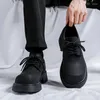 Casual Shoes Original Design Classic Business Scrub Leather Black Lace-Up Men Hombre Daily Dress Höjd Ökande lyx