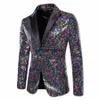 Un Butt Peak Collier Tuxedo Veste Hommes De Mariage Groom Party Brillant Arc-En-Paillettes Glitter Blazer pour Hommes Bal Costume De Scène Hom D0In #