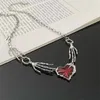 Chains Gothic Skull Claw Heart Necklace For Women Trendy Red Crystal Thorn Love Exaggerated Dark Chokers Accessories Fashion Jewelry
