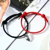 Link Bracelets Set Of 2 Charm Magnetic Couple Heart Pendant Attraction Bracelet Friendship Faceted Adjustable