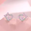 Stud Earrings JIALY European S925 Sterling Silver CZ Sweetheart For Women Birthday Party Gift Wedding Jewelry