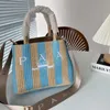 Bolsa de grife para mulheres com alça superior de ráfias de palha para compras na praia, bolsas clutch para fim de semana