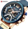 Curren Casual Sport Watches For Men Blue Top Brand Luxury Leather Wrist Watch Man Clock Fashion Chronograph Wristwatch 2201244495439