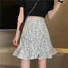 Skirts Summer Female Beach Boho Sexy Mini Skirt 2024 Womens Casual Floral Printed Ruffles Hem High-Waist For Women