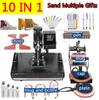 الطابعات 10 في 1 Combo Heat Press Machine طابعة نقل التسامي الحراري لـ Capmugbottletshirts Phone Casepenkeychai9200284