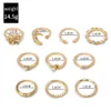 Band Rings 10Pcs/Set New Bohemian Gold Color Chain Set Boho Coin Snake Moon Party For Women Fashion Jewelry Gifts Drop Delivery Ring Otxgi