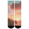 Kvinnors strumpor Ocean Sunset Palm Tree Print Retro Strumpor Par Medium Soft Cycling Autumn Design Non Slip