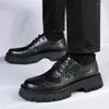 Casual Shoes 2024 Lace Up Cowhide Thick Sole Leather Men's Work Genuine English Style