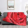 Filtar Vackra rosen Petal Flower Wool roligt varmt kast Filt för stol som täcker soffa Vår/höst