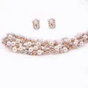 Halsband örhängen Set Luxury Fashion Bridal Pearl Earring Enkla eleganta smycken för kvinnor Bröllopsfest Anniversary Gift Jewellry