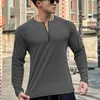 loose T-Shirts Casual Men's Clothing 2024 Exercise Breathable Lg Sleeves Run Sportswear Zipper T-Shirt Man Clothes Large Size z9cq#