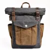 Sırt çantası su geçirmez vintage deri tuval erkek okul çantası askeri sırt çantası erkek sırt çantası çantası mochila