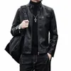 Autumn New Men Casual Fi Stand Collar Slim Pu Leather Jacket Solid Color Leather Jacket Men Anti-Wind Motorcykel S-4XL Y2ZB#