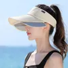 Baretten 2024 Zomerzon dames Koreaanse stijl Eenvoudig gestreept Intrekbare stekkerdoos UV-bescherming Air Top Hat