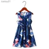 Girl's Dresses 2023 Summer Gilrs Casual Dress 2-12Years Kids Cute Printed Leaf Vest Princess Dress Children Silk Cotton Sleeveless Clothing yq240327