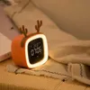 Desk Table Clocks Cartoon Rabbit Deer Ear Alarm Clock Charging Digital Display LED Night Light Table Clock Wall Clock Living Room LED Clock24327