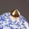 Vorratsflaschen, chinesische blaue und weiße Porzellangläser, Zuhause, Süßigkeiten, Nüsse, Kaffeebohnen, versiegelte Keramik-Kunst-Ornament-Lebensmittelbehälter