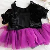 Abbigliamento per cani vestito per animali domestici Mattina Cat Princess Black Patchwork Mesh Fluffy Wedding Small Medifies 5495