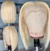 Perruque Bob Lace Front Wig naturelle lisse, cheveux humains, sans colle, HD, Transparent, 180%, pour femmes