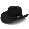 Koffie lederen band vintage ouder-kind vrouwen mannen kind kind wol brede rand cowboy westerse hoed cowgirl bowler cap 54-57-61cm 240327