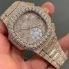 Reloj de pulsera con diamantes de Hip Hop para hombre, reloj de pulsera de lujo con esfera enorme, lujoso y lujoso, con diamantes de moissanita