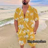 Männer Hemd Set Sommer 2 Stück Sets Für Männer Kurzarm Casual Hemd Shorts Übergroßen Strand männer Streetwear Hawaiian hemd Anzüge s5Js #