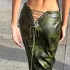 Beach Wear For Women Outlet Swimsuit 2024 Cover Up Sexy Back Holloway Slit Slim Color Pu Buttock Skirt Print Polyester