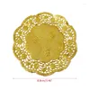 Table Mats 50Pcs/Set 3.5 Inch Hollow Floral Embossed Round Lace Paper Doilies Wedding Party DIY Tableware Metallic Gold Placemat Decoration