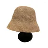 Beralar Yaz Kadın Vizör Kova Şapkası Balıkçı Plajı Koreli Straw El Dokuma Panama Kız Balıkçılık Chapeau Güneş Şapkaları İçin