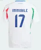 24 25 Italiaanse trui 125 Italys voetbaltruien Scamacca Immobile Chiesa voetbaloverhemden Raspadori Jorginho Barella Bastoni Verratti Maglia Italiana Kid -uniform.